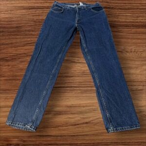 VTG Backroad Blues Denim Jeans Mens Size 38x32 Straight Leg Dark‎ wash Made USA